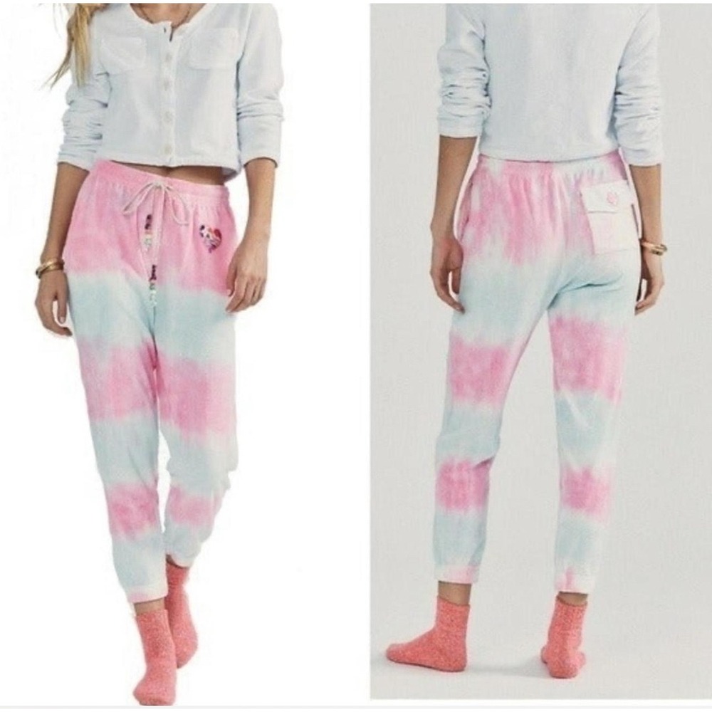 LoveShackFancy Womens Small Santinella Pant Cherry/Fizz terry Jogger Sweatpants